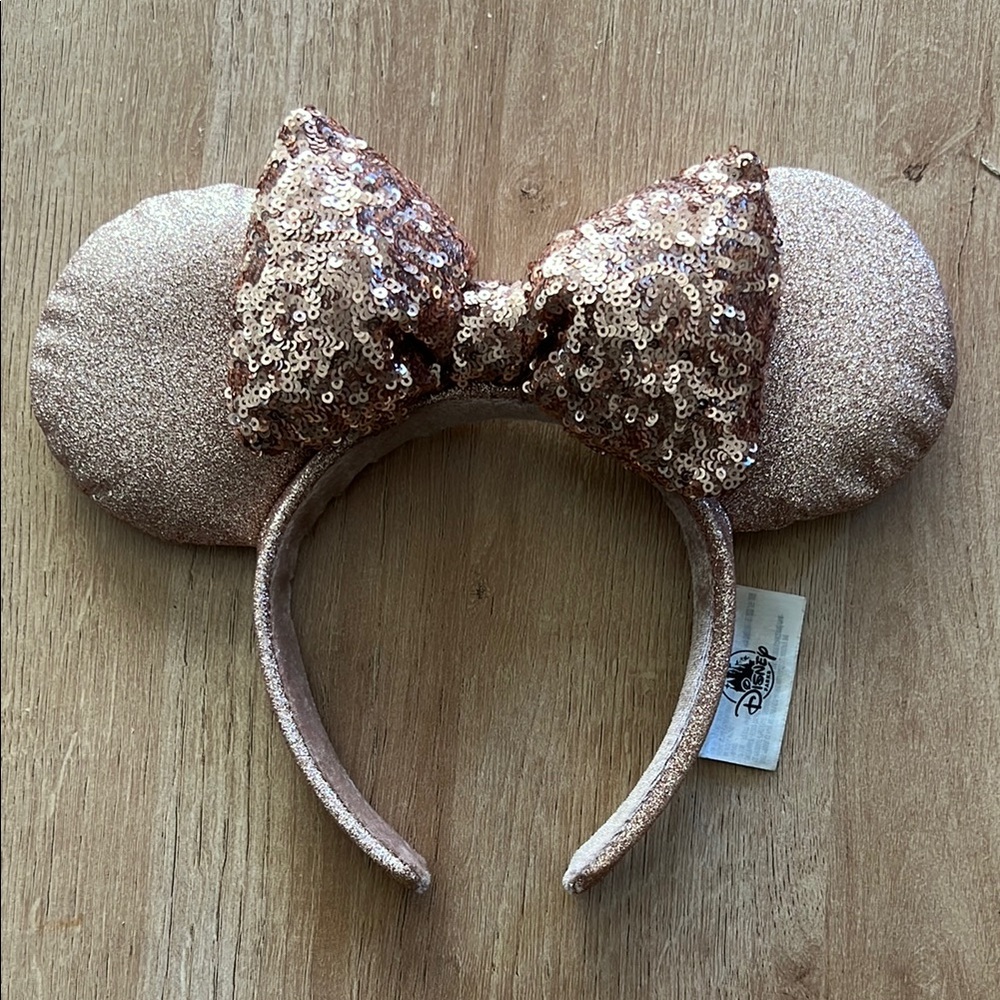 Disney Glittery Sequin Bow Headband - Rose Gold